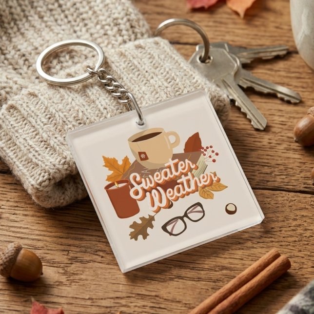 Sweater Weather Fall Design Gemütliche Herbst Ästh Schlüsselanhänger (Von Creator hochgeladen)