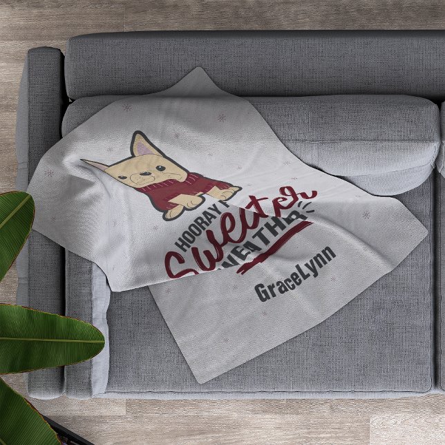 Sweater Weather French Bulldog Fleecedecke (Von Creator hochgeladen)