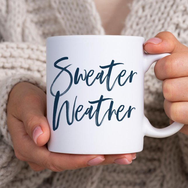 Sweater Weather Navy Script Holiday Kaffeetasse (Von Creator hochgeladen)