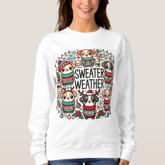 "Sweater Weather Pups - Feierliche Hunde" Sweatshirt (Vorderseite)