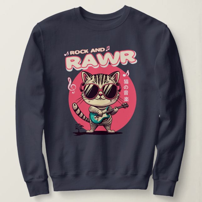 Sweatshirt für Frauen - Rock & Rawr Funny Kawaii C (Design vorne)