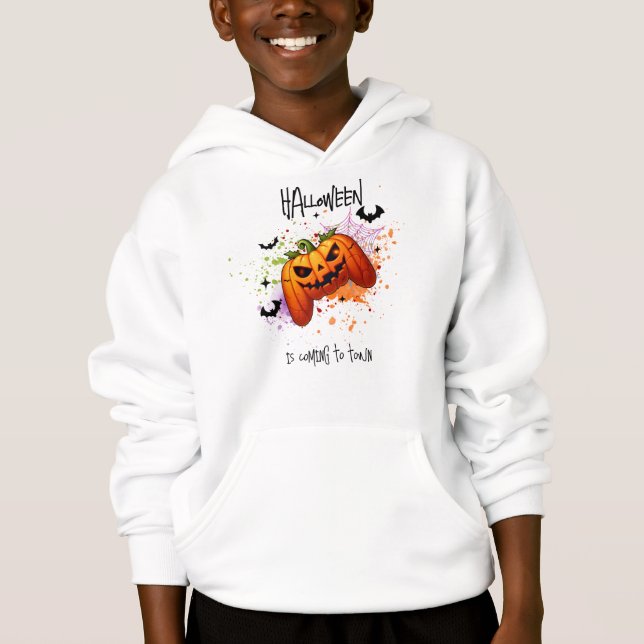 Sweatshirt "HALLOWEEN is coming to town" Pumpkin (Vorderseite)