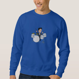 Sweatshirt mit einem Schlagzeuger-Cartoon