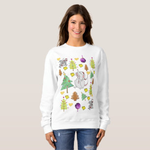 Sweatshirt, Vintage Maus Bäume Sweatshirt
