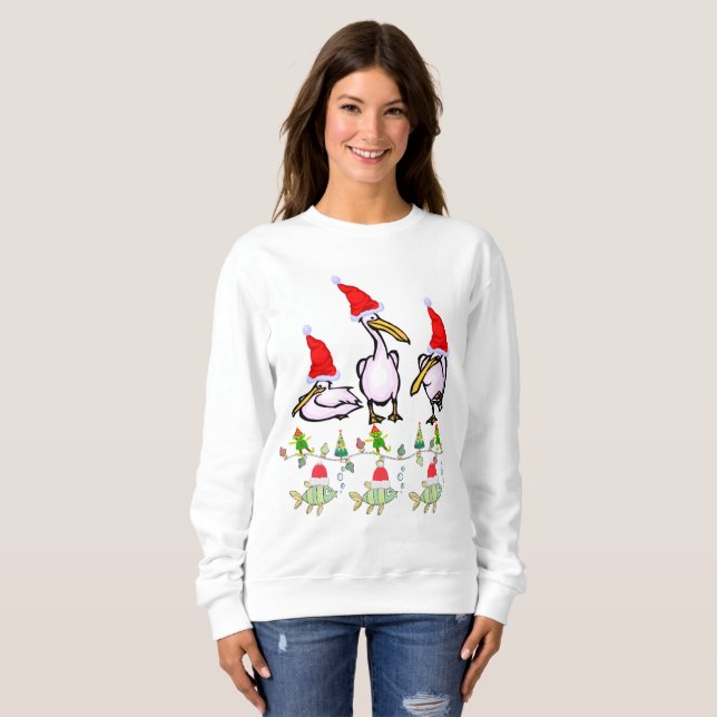 Sweatshirt Vintage Pelikane des Weihnachtsmanns (Vorne ganz)