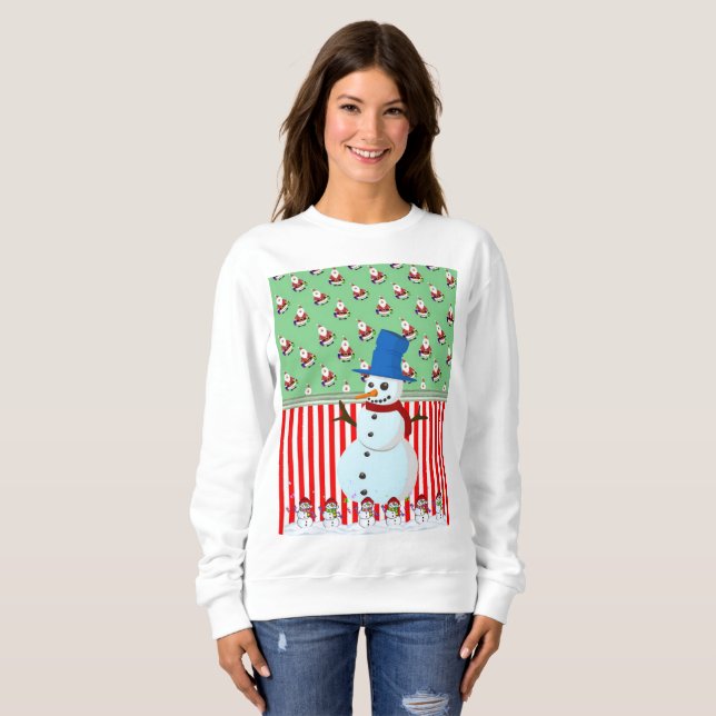 Sweatshirt, Vintager Schneemann des Weihnachtsmann Sweatshirt (Vorne ganz)