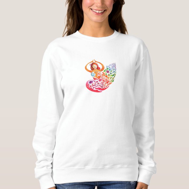 Sweatshirt Yoga Meditation Rainbow Woman Silouete (Vorderseite)