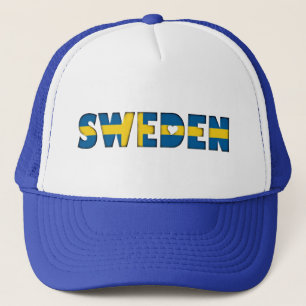 Sweden Flag Colors Typography Trucker Hat Truckerkappe