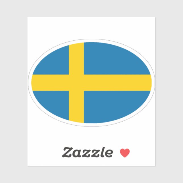 Sweden Flag Oval Aufkleber (Blatt)