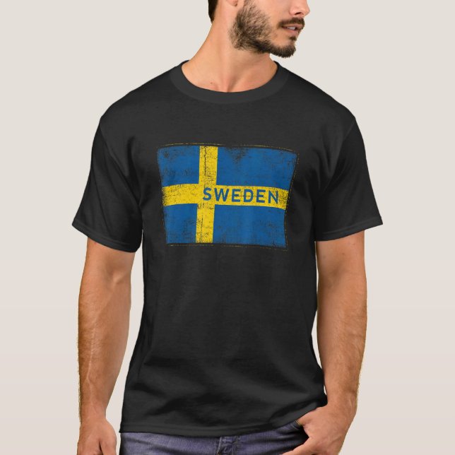 Sweden Flag Swedish Sverige Svenska Stockholm Nors T-Shirt (Vorderseite)