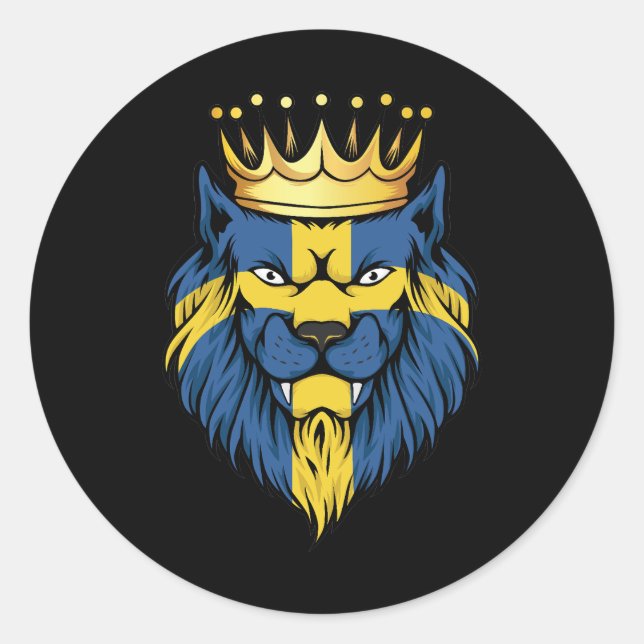 Sweden Lion King Flag Runder Aufkleber (Vorderseite)