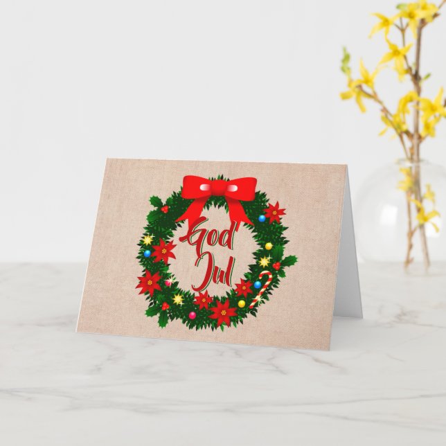 Swediish God jul gratulations kort Christmas Karte (Gelbe Blume)