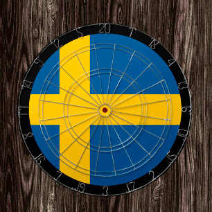 Swedish Flag Dartboard & darts / game board Dartscheibe