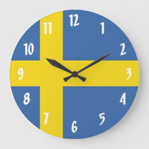 Swedish Flag Große Wanduhr