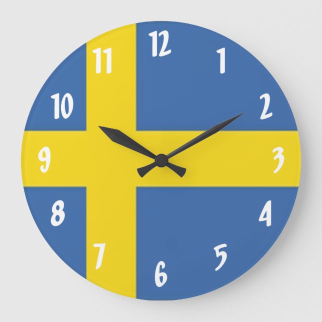 Swedish Flag Große Wanduhr (Vorderseite)