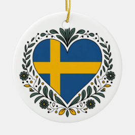 Swedish Flag Heart Christmas Ornament