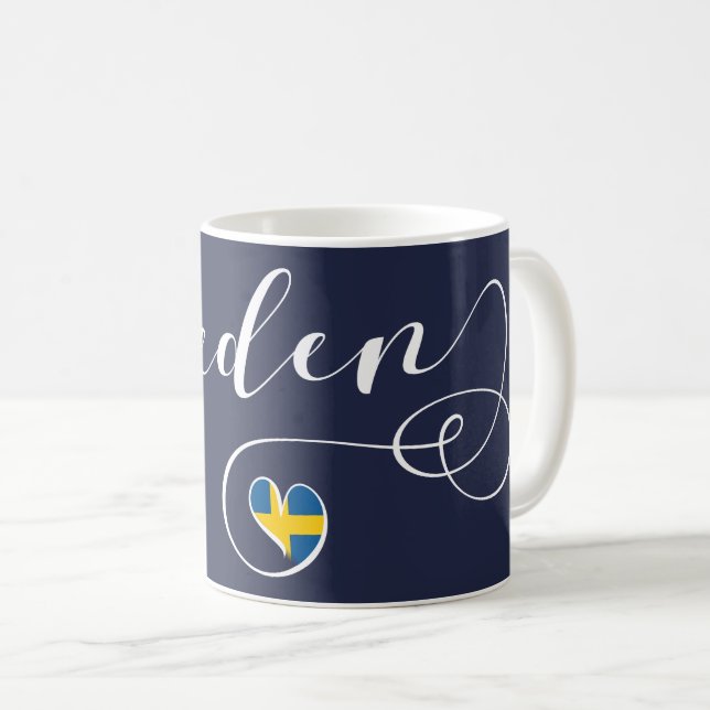 Swedish Flag Heart Design, Schweden Kaffeetasse (VorderseiteRechts)