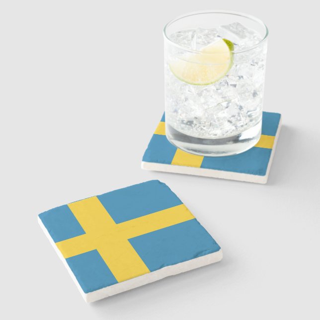 Swedish Flag Steinuntersetzer (Seitenansicht)