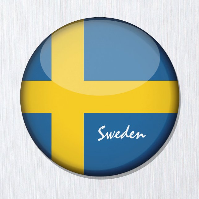 Swedish flag & Sweden holiday, travel /sport Magnet (Von Creator hochgeladen)