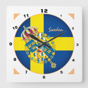 Swedish Flag & Sweden trendy fashion /design Quadratische Wanduhr