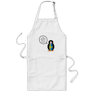 Swedish Flag Talking Ms Penguin Lange Schürze