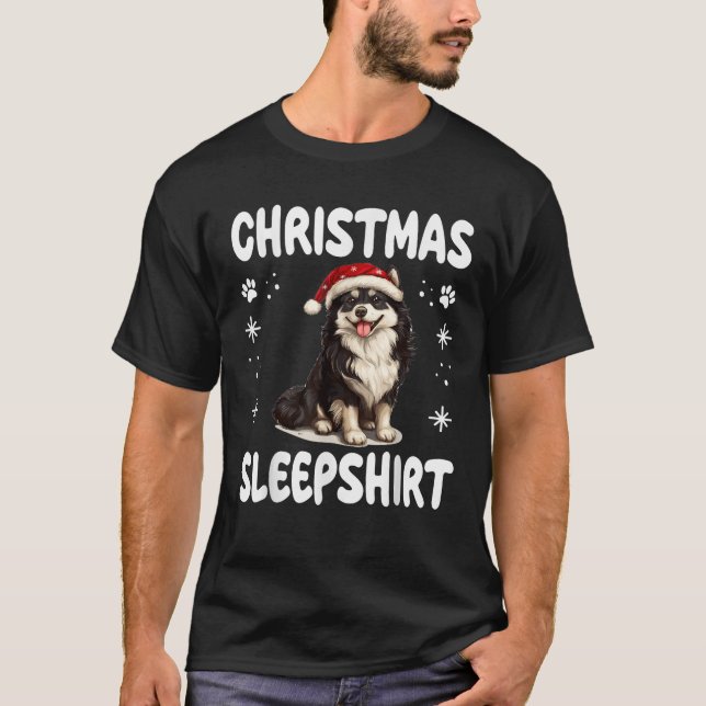 Swedish Lapphund Dog Nightgown Pajama Christmas Sl T-Shirt (Vorderseite)