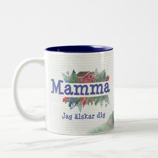 Swedish Mamma Jag älskar dig Two-Tone Coffee Tasse (Links)