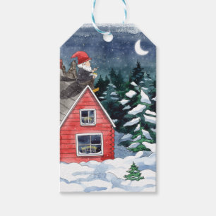 Swedish Tomten Christmas Porridge Watercolor Geschenkanhänger