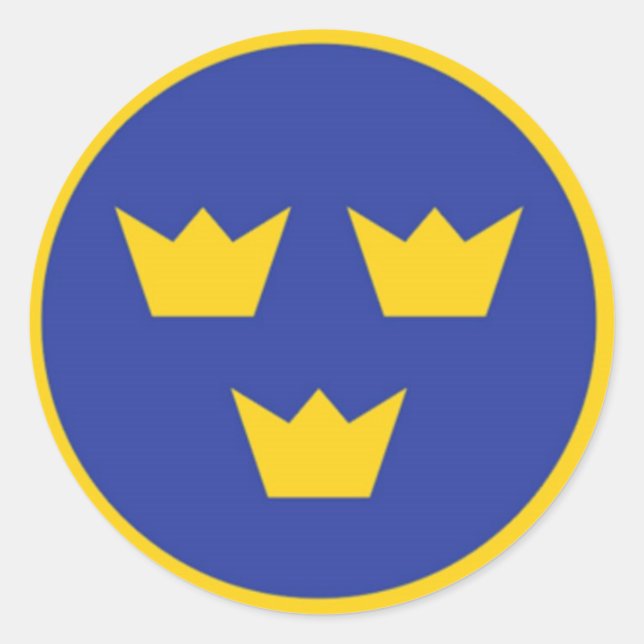 Swedish Tre Kroner Runder Aufkleber (Vorderseite)