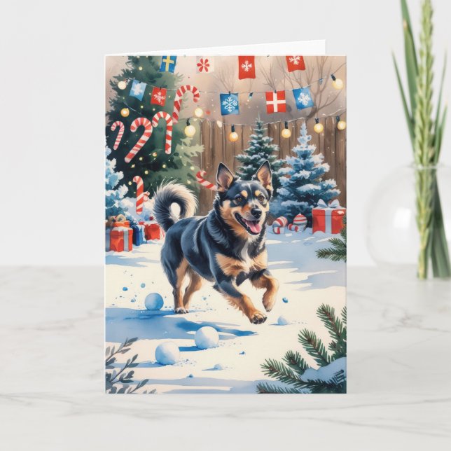 Swedish Vallhund Dog Christmas Greeting Card Karte (Vorderseite)