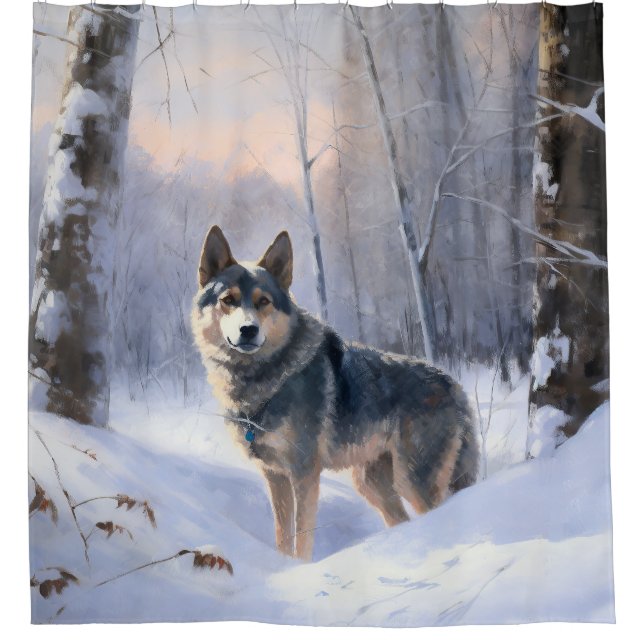 Swedish Vallhund Let It Snow Christmas Duschvorhang (Vorderseite)