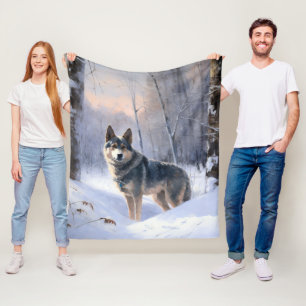 Swedish Vallhund Let It Snow Christmas Fleecedecke