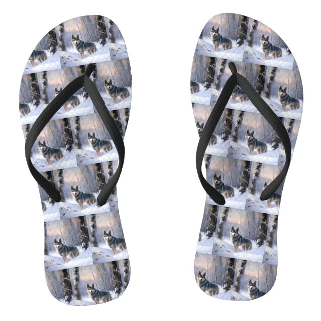 Swedish Vallhund Let It Snow Christmas Flip Flops (Fußbett)