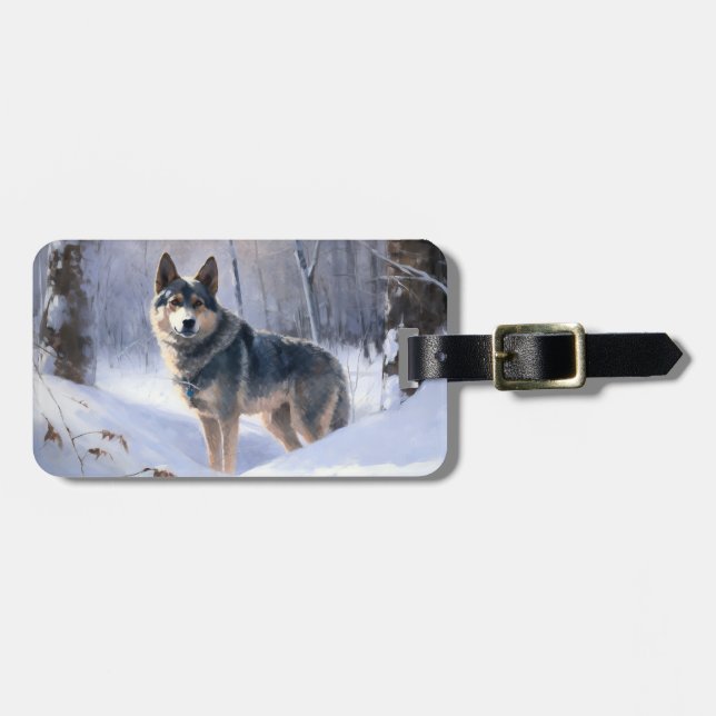 Swedish Vallhund Let It Snow Christmas Gepäckanhänger (Vorderseite horizontal)