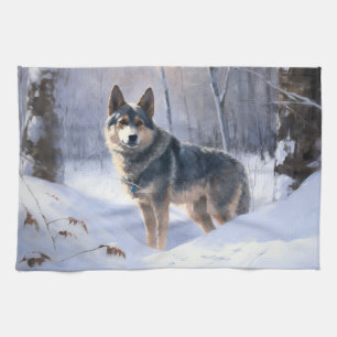 Swedish Vallhund Let It Snow Christmas Geschirrtuch