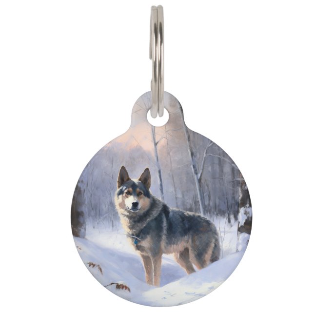 Swedish Vallhund Let It Snow Christmas Haustiermarke (Vorderseite)