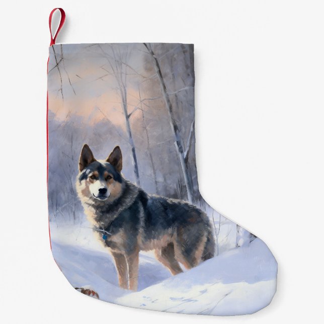 Swedish Vallhund Let It Snow Christmas Kleiner Weihnachtsstrumpf (Vorderseite)