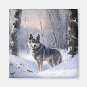 Swedish Vallhund Let It Snow Christmas Magnet