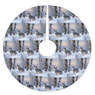 Swedish Vallhund Let It Snow Christmas Polyester Weihnachtsbaumdecke