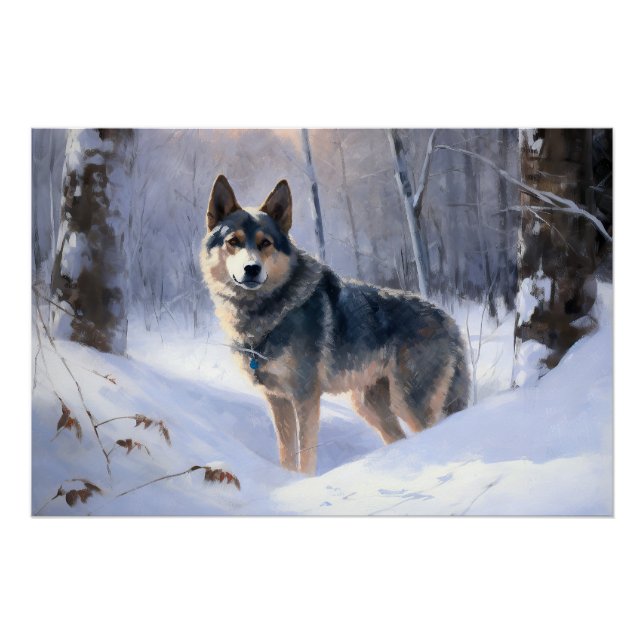 Swedish Vallhund Let It Snow Christmas Poster (Vorderseite)