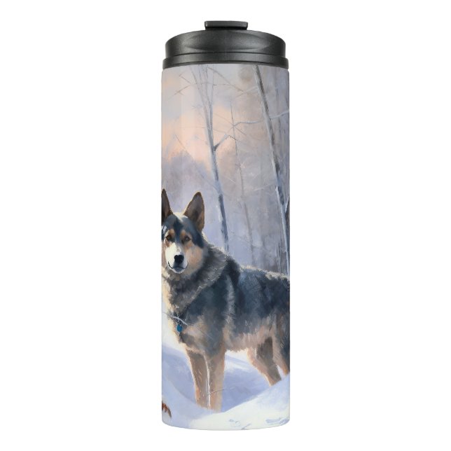 Swedish Vallhund Let It Snow Christmas Thermosbecher (Vorderseite)