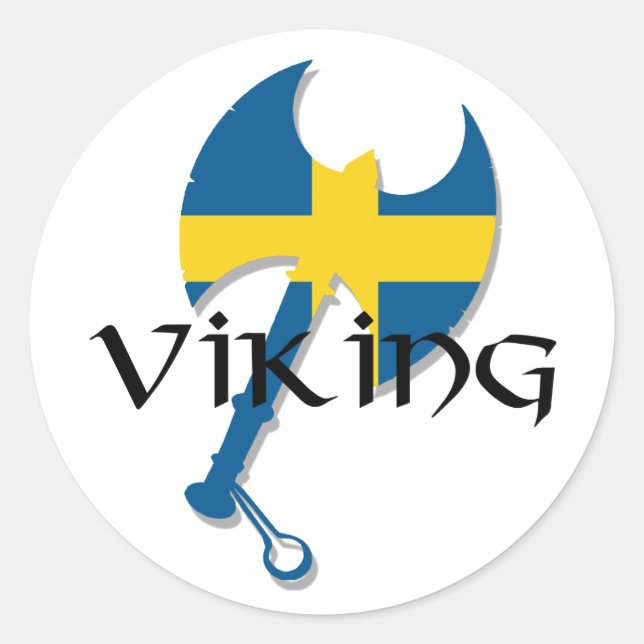 Swedish Viking Sweden flagge Ax Runder Aufkleber (Vorderseite)