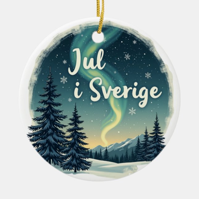 Swedish Winter Magic "Jul i Sverige" Keramik Ornament (Vorne)