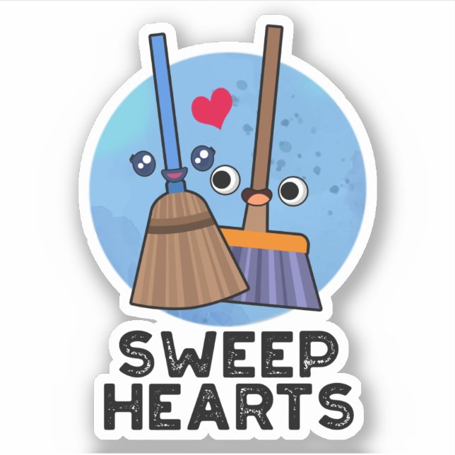 Sweep Hearts Funny Sweet Hearts Broom Puff Aufkleber (Vorderseite)