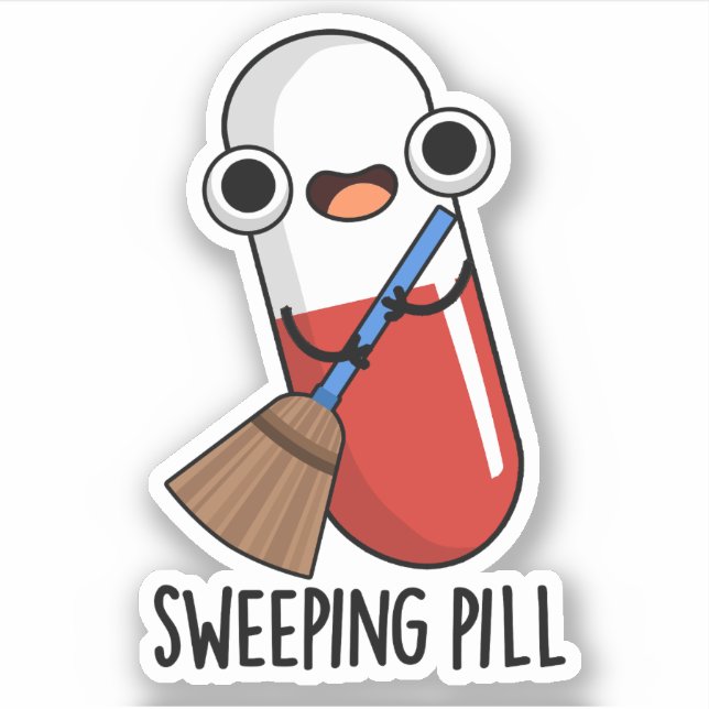Sweep Pill Funny Medicine Pun Dark BG Aufkleber (Vorderseite)