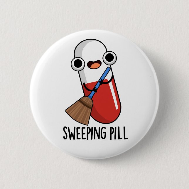 Sweep Pill Funny Medicine Pun Dark BG Button (Vorderseite)