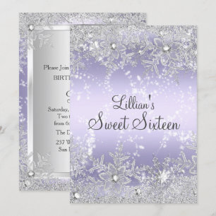 Sweet16 Diamond Snowflake Lila Winterwonderland Einladung