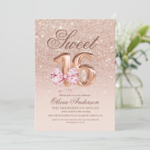 Sweet16 Geburtstagsfeier Rose Pink Gold Bow Geburt Einladung
