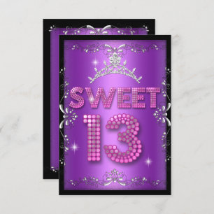 Sweet 13 13. Geburtstag Pink Lila Black Einladung