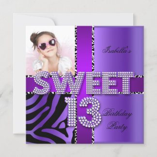 Sweet 13 13. Geburtstag Zebra Kuh Lila Einladung